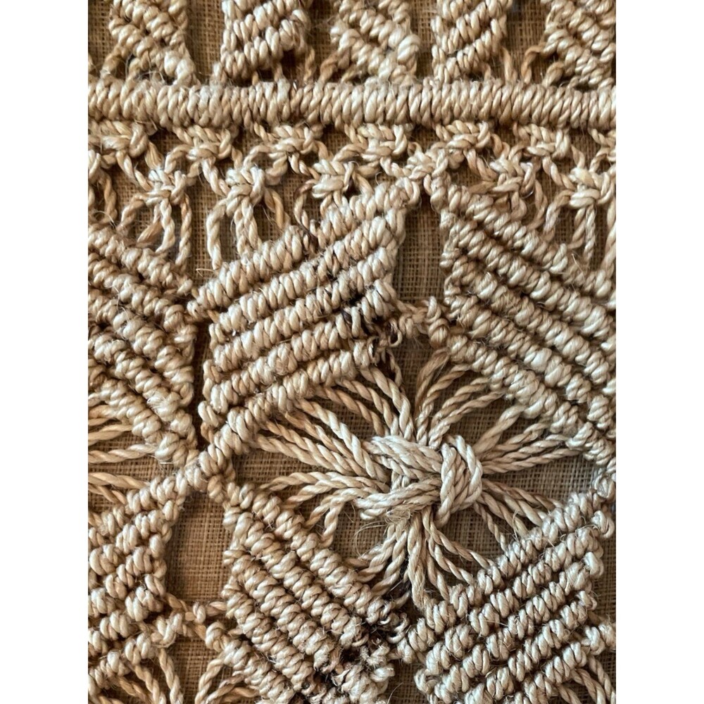 Macame Jute Boho Organic Lined Textured Handles Bag Vintage - Picture 4 of 9